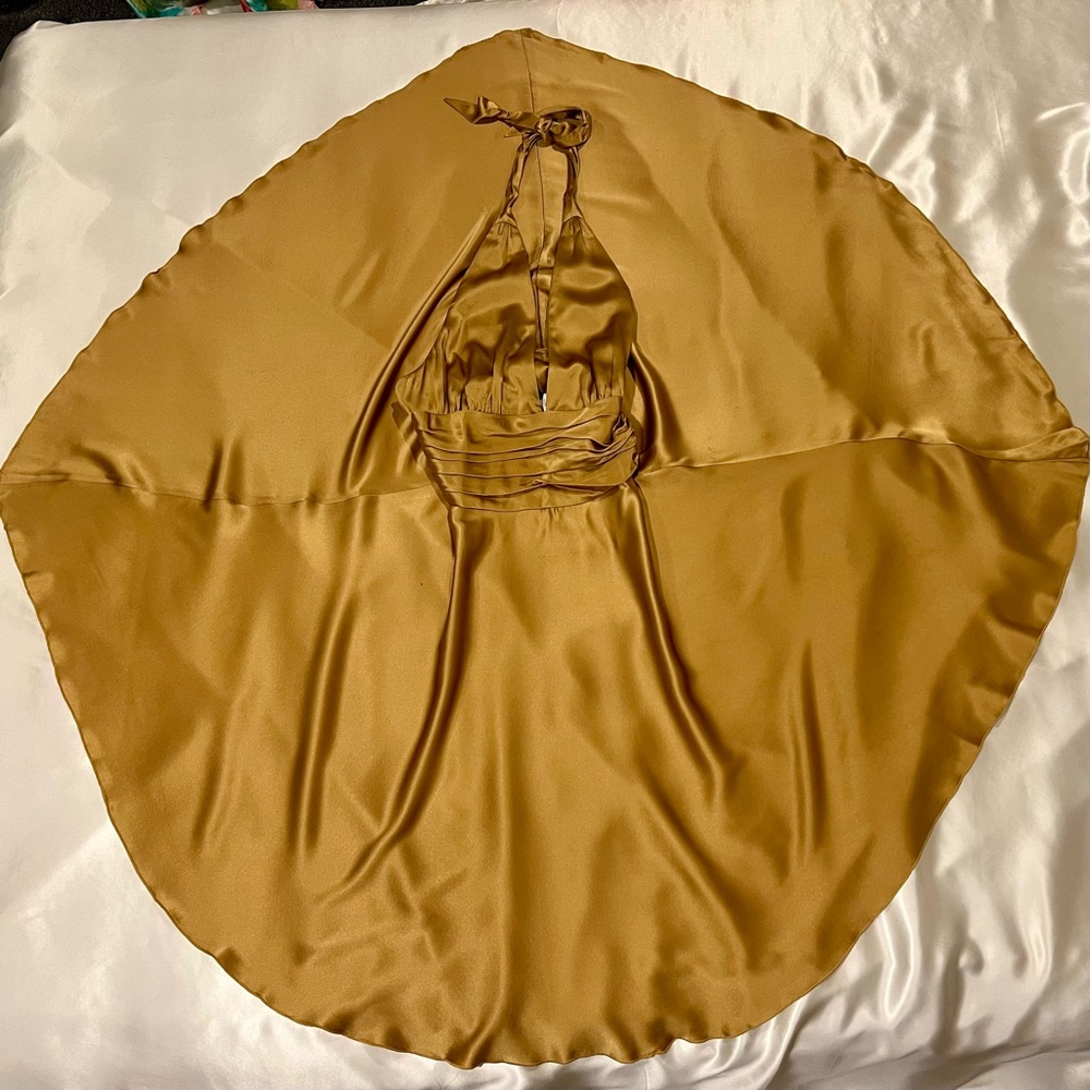 Gold silk halter “Marilyn” dress